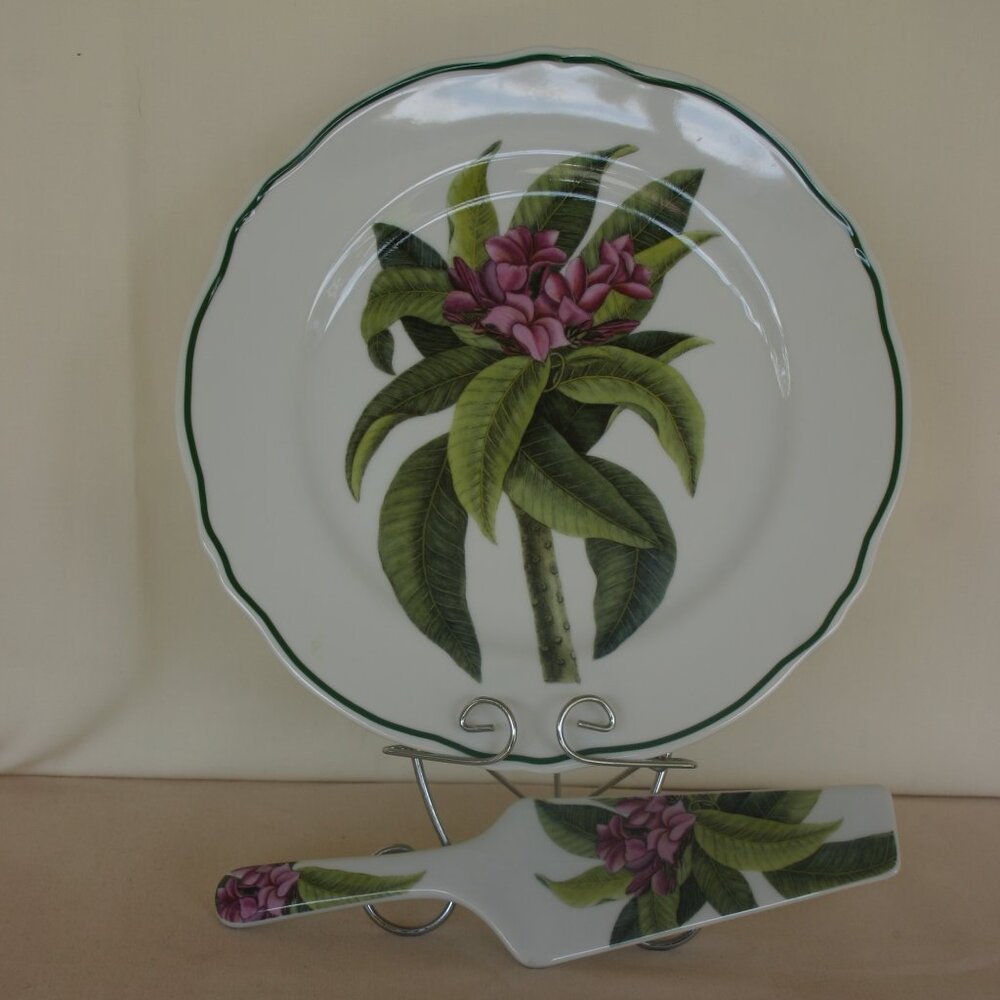Williamsburg Plumeria Andrea by Sadek Porcelain Cake Plate & Server B-219